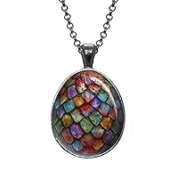 Rainbow Dragon Egg Pendant, Game of Thrones Necklace, Geek Jewelry, Girl Gift, Birthday Gifts, Khaleesi, Daenerys Targaryen