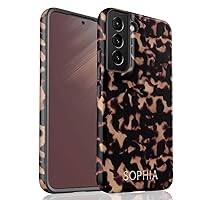 Custom Name Tortoise Shell Case, Animal Print Personalized Case, Designed for Samsung Galaxy S24 Plus, S23 Ultra, S22, S21, S20, S10, S10e, S9, S8, Note 20, 10