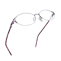 LifeArt Alloy Semi-Rimless Reading Glasses,Blue Light Blocking Glasses, Anti Eyestrain, Computer Gaming Glasses, TV Glasses for Women Men, Anti Glare (Purple, 1.75 Magnification)