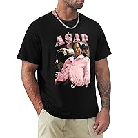 ASAP Rocky T-Shirt Men's Short Sleeve Shirt Hip Hop Vintage Loose Tshirt Breathable Sports Tee
