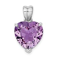 925 Sterling Silver Polished Prong set Open back Amethyst Pendant Necklace Jewelry for Women