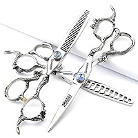 Hair scissors Professional hair scissors Japanese hair scissors 440C stainless steel/rose razor [scissors bag is a gift (6-inch 3pc-A)
