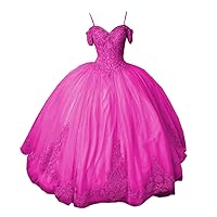 Romantic Boho Cold Shoulder Ball Gown Quinceanera Dresses Charro XV with Sleeves Tulle Sweet 15 Prom Graduation Dress