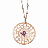 925 Sterling Silver Satin and Rose Gold Plated With Amethyst Necklace Measures 40.4mm Wide Jewelry for Women