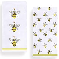 Set of 2 Watercolor Bee Kitchen Dish Towel 18 x 28 Inch, Seasonal Spring Summer Tea Towels Dish Cloth for Cooking Baking