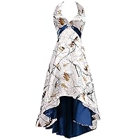Halter Neck Camo Wedding Guest Formal Dresses High Low Bridesmaid Gowns 2024