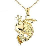 KING GOLD FISH PENDANT NECKLACE IN YELLOW GOLD - Gold Purity:: 10K, Pendant/Necklace Option: Pendant Only