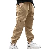 Boys' Cargo Jogger Pants Hip Hop Jazz Dance Trousers Elastic Waist Casual Sports Sweatpants with Pockets
