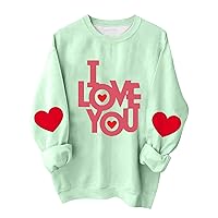 Women's Tops and Blouses Casual Fashion Valentine's Day Printing Long Sleeve O-Neck Pullover Top Blouse, S-3XL