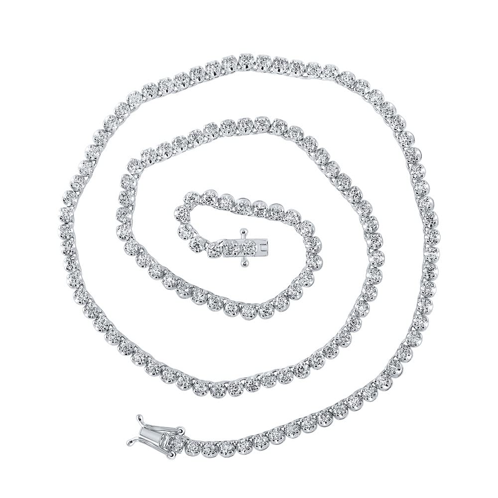 The Diamond Deal 10kt White Gold Mens Round Diamond 16-inch Tennis Chain Necklace 4-3/8 Cttw