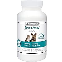 Vet Classics Stress Away Calming, Anxiety Aid for Dogs and Cats – Soft Chew Pet Health Supplement for Dogs, and Cats - Melatonin, Ginger – 30 Chewable Tablets