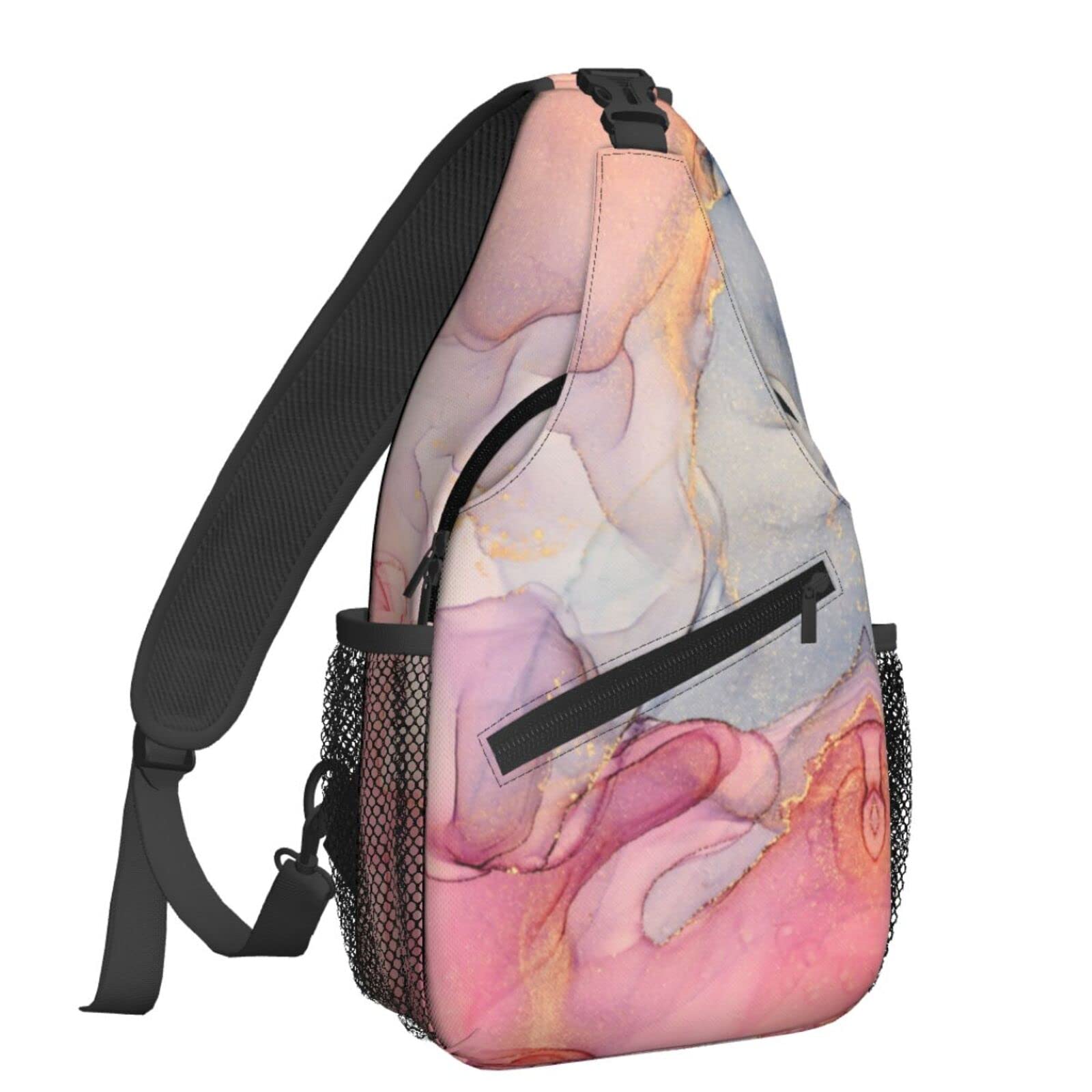 NiuKom Fluid Pink Sling Backpack Crossbody Chest Bag Shoulder Bag Gym Cycling Travel Hiking Daypack For Women Men