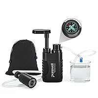 Water Purifier Pump with Replaceable Carbon 0.01 Micron Water Filter, 4 Filter Stages, Portable Outdoor Emergency and Survival Gear - Camping, Hiking, Backpacking