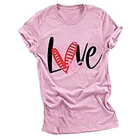 Women Tops Valentines Day Tshirt Shirts Basic Short Sleeve Love Heart Graphic Tee Shirts Casual Crewneck Cute Tops