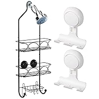Razor Holder for Shower 2 Pack & Shower Caddy Over Shower Head Anti-Swing with Strong Suction Cup