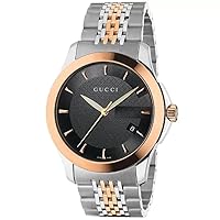 Gucci Men's YA126410 Gucci Timeless Steel and Pink PVD Black Dial Watch
