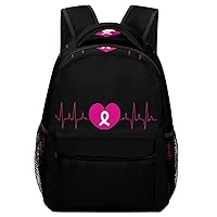 Pink Ribbon Breast Cancer Awareness Unisex Laptop Backpack Lightweight Shoulder Bag Travel Daypack