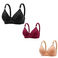 Womens 3 Pack Bras Wireless Push Up T-Shirt Bra Full Coverage Wirefree Bralette Comfort Convertible Everyday Wear