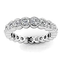 3.25 ct Ladies Round Cut Diamond Eternity Wedding Band Ring (Color G Clarity SI1) 18 kt White Gold