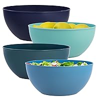 US Acrylic Vista Durable Plastic Salad and Serving 10-inch Bowls | Set of 4 in Coastal Colors | Reusable, BPA-free, Made in the USA | 135 oz. capacity