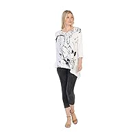 Jess & Jane Women's Free Fly Mineral Washed Cotton Wavy Contrast Asymmetric Tunic Top