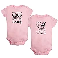 Pack of 2, Take After My Daddy & Pack My Diapers I'm Going Hunting With Daddy Funny Romper Baby Bodysuit Infant Jumpsuit