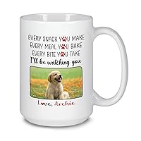 Custom Picture Name Dog Mug, Every Snack You Make I'll Be Watching You Dog Coffee Mugs Gifts For Mom Dad Dog Lover, Personalized Photo Dog Coffee Cups, Customized Dog Ceramic Mugs 11oz 15oz