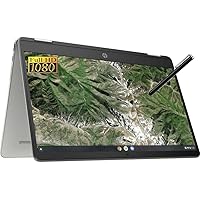 HP Laptop X360 14a Chromebook in Silver 14in FHD Touchscreen Intel Celeron N4500 4GB DDR4 128GB eMMC WiFi Webcam Pen Chrome OS (14a – Renewed)
