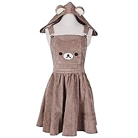 Cute Lolita Dress Skirt Summer Dresses Japanese Kawaii Lolita Overall Dress Cute Bear Embroidery Hat Ball Gown Harajuku Lolita Dress Harajuku Cute Warm Dress (Color : Brown, Size : Medium)