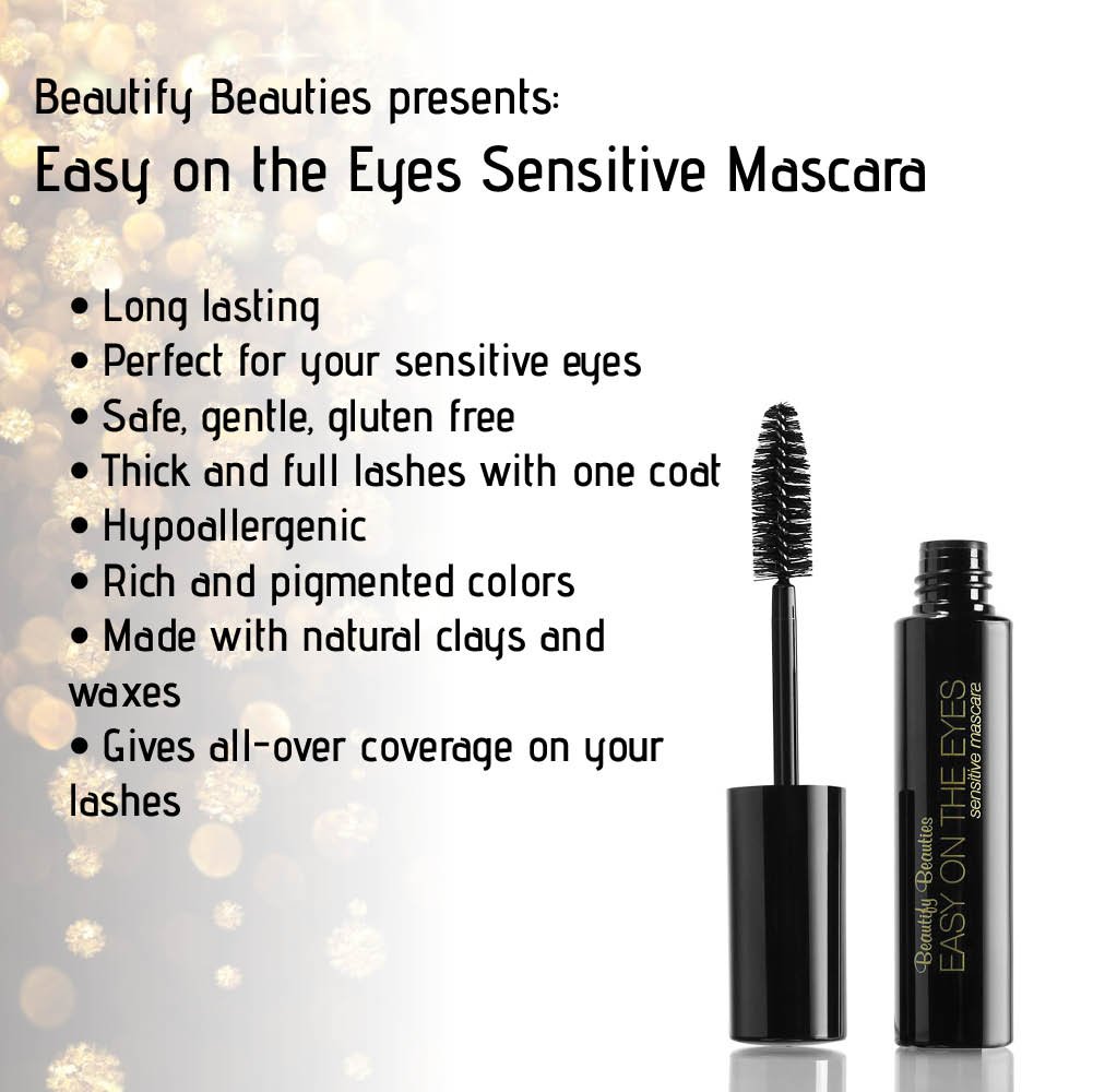EASY ON THE EYES Sensitive Eye Mascara By Beautify Beauties - Hypoallergenic Mascara For Contact Lens Wearers – Non-irritating, Fragrance-free Mascara For Natural Looking Lashes- 0.35 oz (Navy)