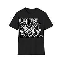 “Wife. Mom. Boss.” Tee Homefront Heroine - Boss Lady - Feminine Leadership Queen of The Castle - Unisex Heavy Cotton T-Shirt