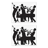 Beistle 2 Piece 20's Jazz Band Wall Backdrops for Music Theme Party Mardi Gras Decorations, Celebrating with You Since 1900, 5' x 6', Black/White