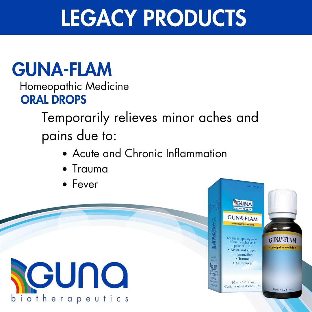 Guna Flam Homeopathic temporary relief of acute fever, minor aches and pains, due to inflammation or trauma - 1 Ounce