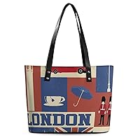 Womens Handbag London Symbols And Leather Tote Bag Top Handle Satchel Bags For Lady