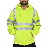Hi Vis High Visibility Jackets for Men Reflective Strip Matching Color Outerwear Workwear Coats Lightweight Hoodies