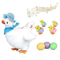 Plush Electric Stuffed Laying Egg Chicken Toy Doll with Sound Music Easter for Boys Girls