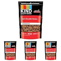 KIND HEALTHY GRAINS Granola, Healthy Snack, Dark Chocolate Granola Clusters, 10g Protein, Snack Mix 11 OZ, 1 Count (Pack of 4)