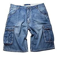Summer Men Hip Hop Cargo Shorts Denim Knee Length Loose Baggy Jeans Shorts Multi Pockets Male Streetwear