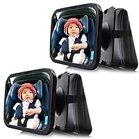 Baby Car Mirror, 2 Pack Large Safety Car Seat Mirror, Baby Car Seat Mirror for Rear Facing Infant Child with Wide Crystal Clear View, for Rear Facing Infants, Babies, Kids and Child (2-Pack)