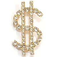 Imported Crystals Pearl Studded Gold Plated $ Sign Brooch