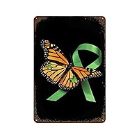 Monarch Butterfly with Hope Kidney Disease Awareness Welcome Metal Tin Sign Iron Plaque Poster Hanging Painting with Rust Vintage Wall Decor