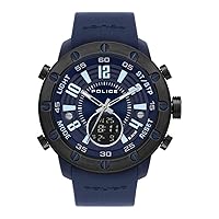 Police Watches batur Mens Analog/Digital Quartz Watch with Silicone Bracelet PL.16015JPBLU-03P