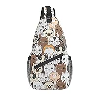 Cat Cartoon Sling Backpack Crossbody Shoulder Bag Travel Hiking Daypack Gifts