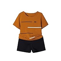 Floerns Toddler Boy's 2 Piece Set Graphic Short Sleeve Round Neck Tee Shirts and Shorts