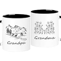 Grandparents Coffee Mugs Set of 2, Promoted To Grandma Grandpa Gifts, Pregnancy Announcement for New Grandparents, Birthday Grandparents Day Anniversary Christmas Thanksgiving Presents, 11oz