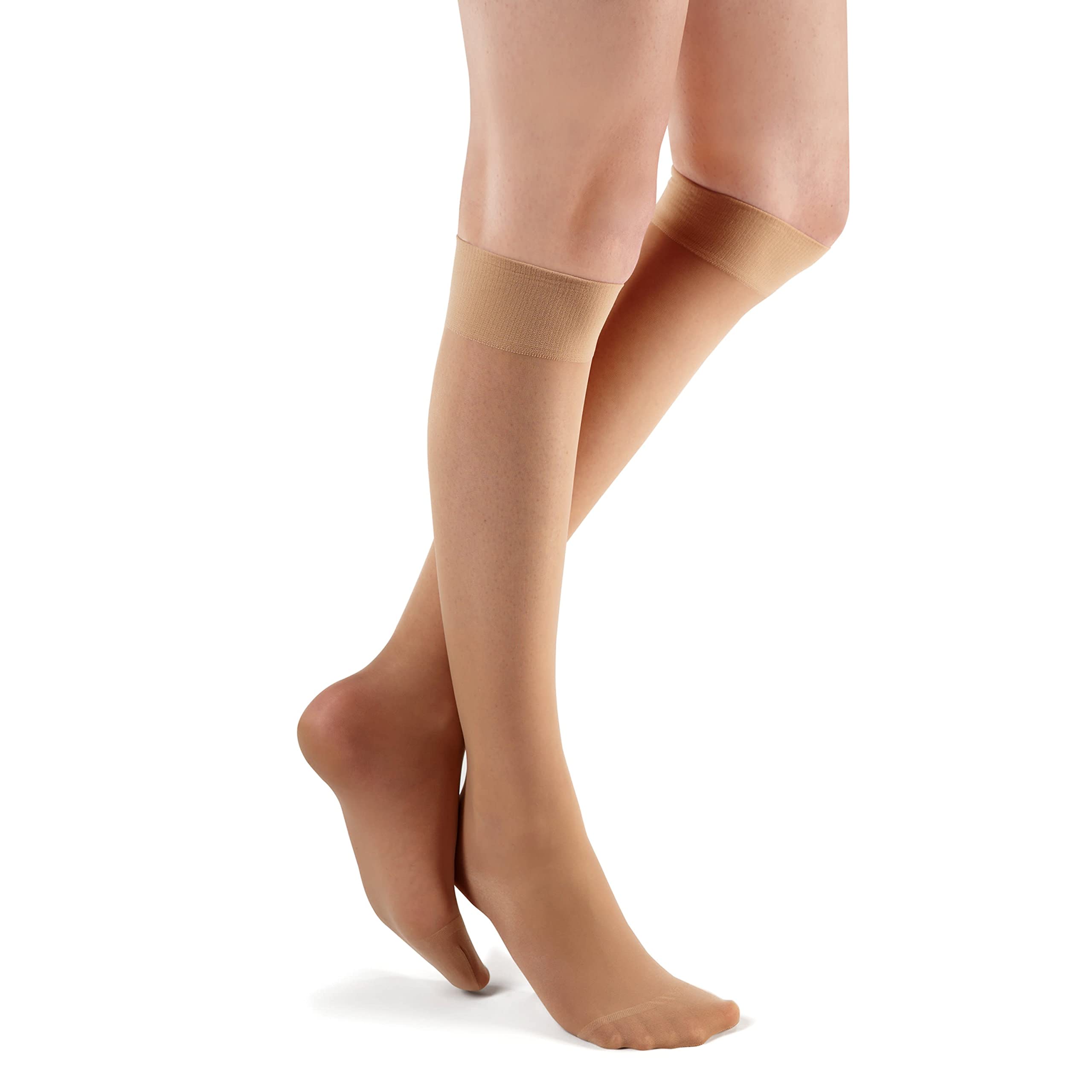 FUTURO Ultra Sheer Knee Highs for Women, Nude, 71060EN, Medium, Moderate (15-20 mm/Hg)