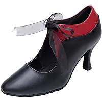 Womnes Professional Dance Shoes Pointed Toe Lace Up Latin Heels Jazz Kitten Heels Ballroom Pumps