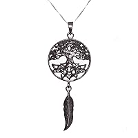 Sterling Silver 925 Tree of Life Dream Catcher Pendant Necklace