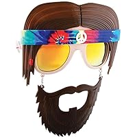 Costume Sunglasses Reflective Lens Hippie Retro Bandana Beard Sun-Staches Party Favors UV400
