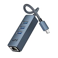 USB-C to Ethernet Adapter, uni USB-C Hub with RJ45 Gigabit, [Thunderbolt 4/3 Compatible] USB-C to Network Adapter Multiport for MacBook Pro/Air, iPad Pro, Surface Laptops, Chromebook - Midnight Blue